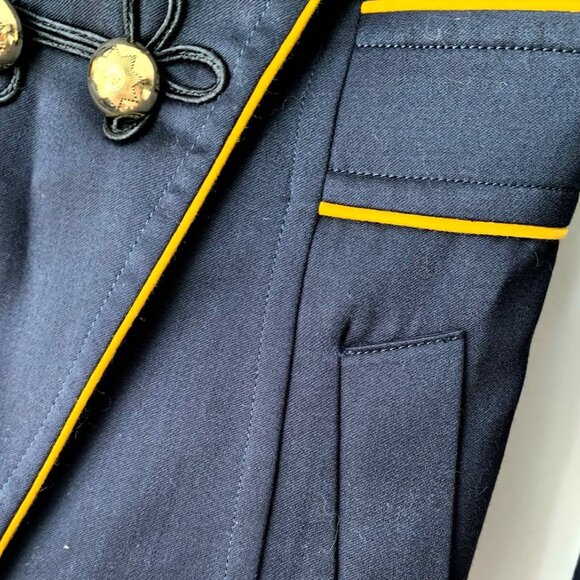 PRICH Wool Military Trench Coat – Navy with Gold Trim - Picture 10 of 10